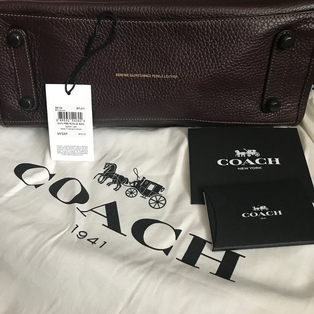 Coach Rogue Burgundy Satchel Bag - Picture 7 of 8